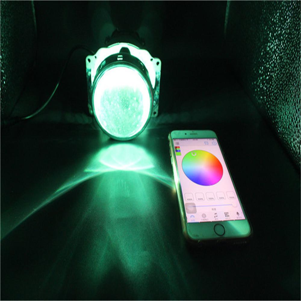 Pair RGB LED Devil Eyes Demon Eye Car Headlight Projector Bluetooth Control