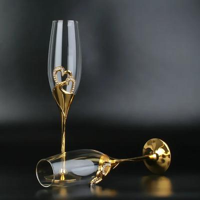Bicchieri da champagne in cristallo, calici da matrimonio, bicchieri da vino rosso, bicchieri europei per vino spumante dolce, bicchieri dorati
