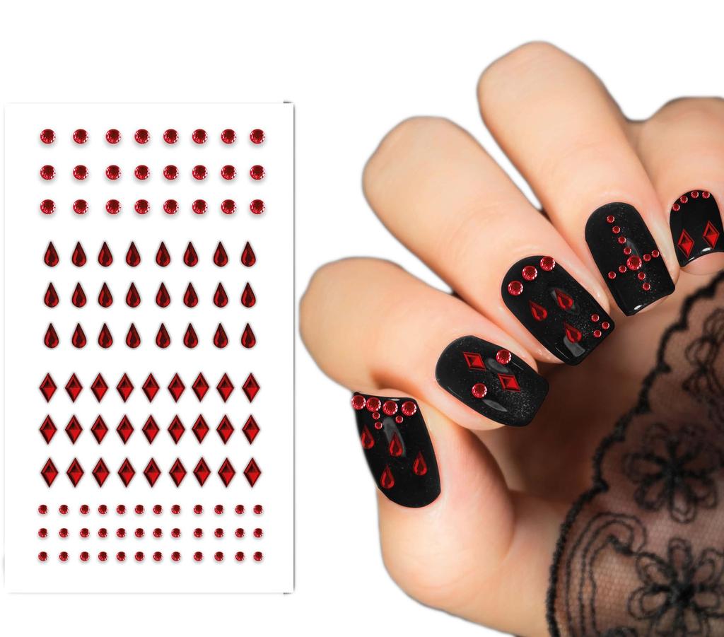 Decorative Nail Stickers Mix Red Crystals Halloween