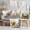4pcs Easter Flower Pillow Cover Set, Holiday Decoration Sofa Cushion Cover, Sofa Home Decoration, Room Decoration, Office Decoration