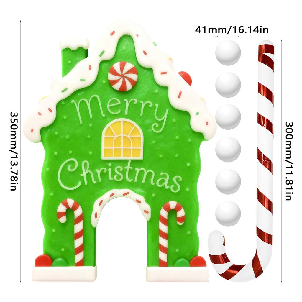 Christmas Gingerbread Golf Game Set W/ Candy Cane Club & 6 Balls Xmas Golf Gingerbread House Kit for Family Holiday Party Decor