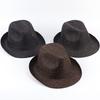 Hemming Wide Brim Breathable Holes Folding Jazz Hat Mid-aged Men Outdoor Sun Hat Fashion Accessories