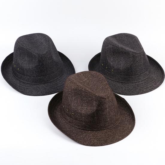 Hemming Wide Brim Breathable Holes Folding Jazz Hat Mid-aged Men Outdoor Sun Hat Fashion Accessories