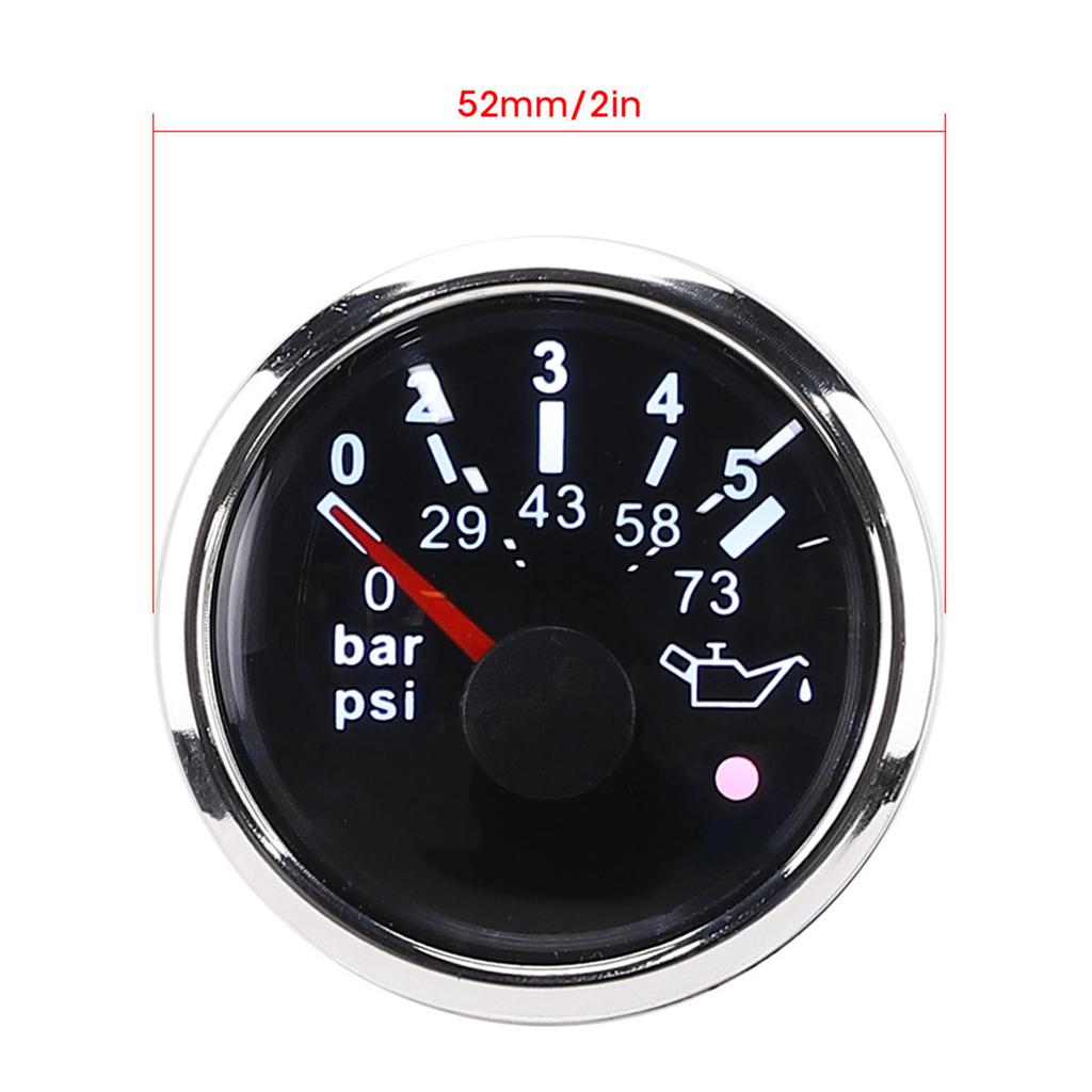 52MMCelsius2in IP67 Oil Pressure Gauge 0‑5BAR 0‑73PSI Meter with Smart Alarm for CarsCelsiusYachtsCelsiusBoats