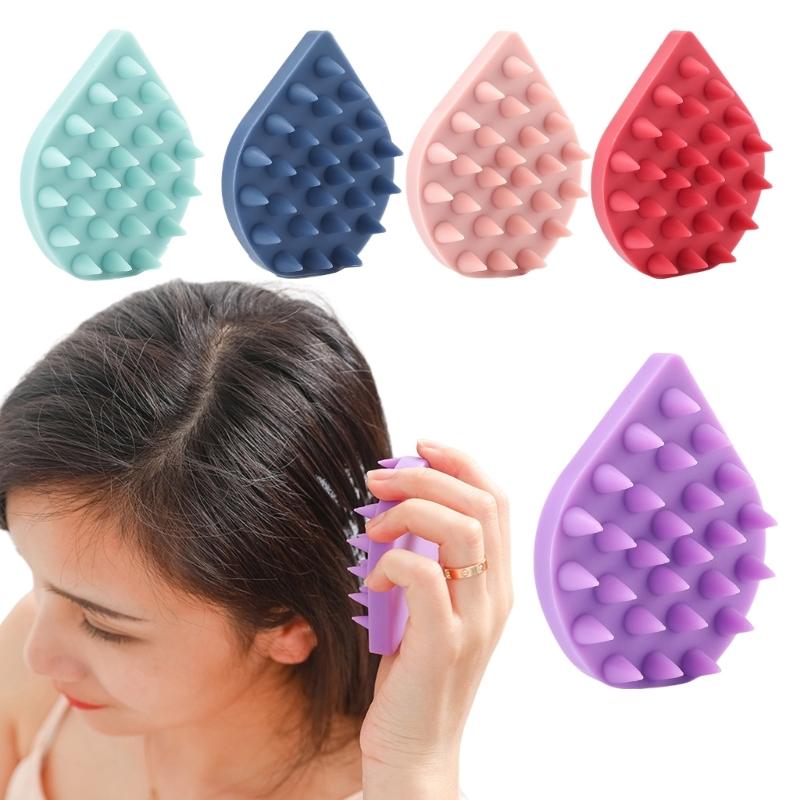 Silicone Shampoo Brush Scalp Massage Brush Wet and Dry Hair Washing Brush Water Droplets Shaped Shampoo Comb for Daily