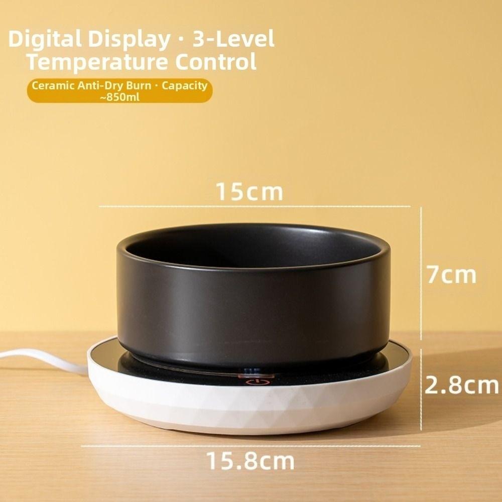 Ceramic Pet Heated Water Bowl Intelligent Temperature Adjustable Anti-dry Burning Self-Heating Water Bowl Non-slip Cartoon