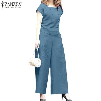 Conjunto feminino de blusa e calça de manga curta casual de duas peças