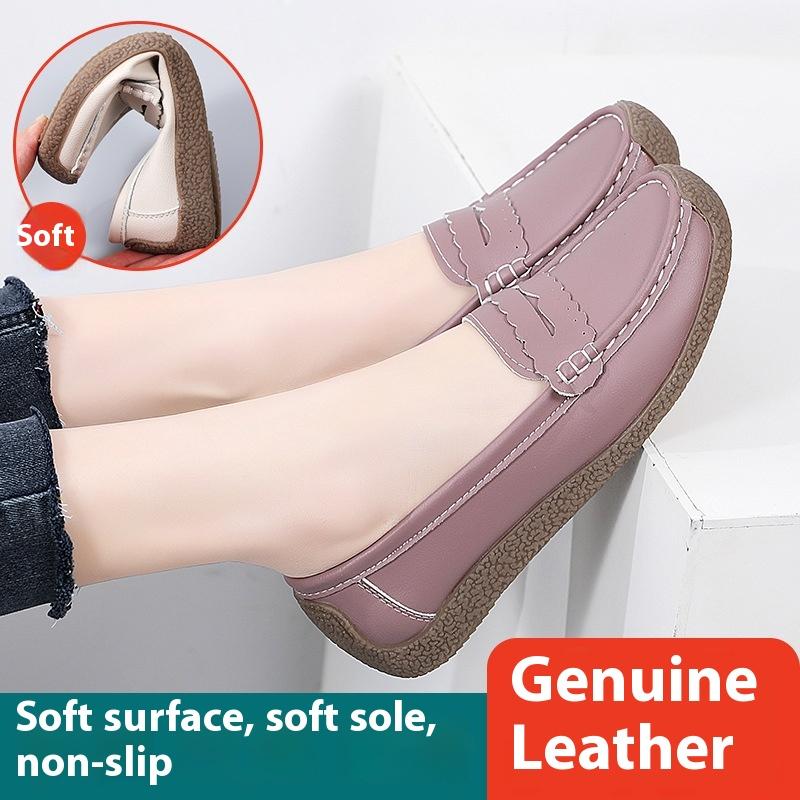 Mocasini noi din piele naturală pentru femei, plați și versatili, moi și confortabili, tălpi antiderapante din piele de vacă, pantofi de mamă