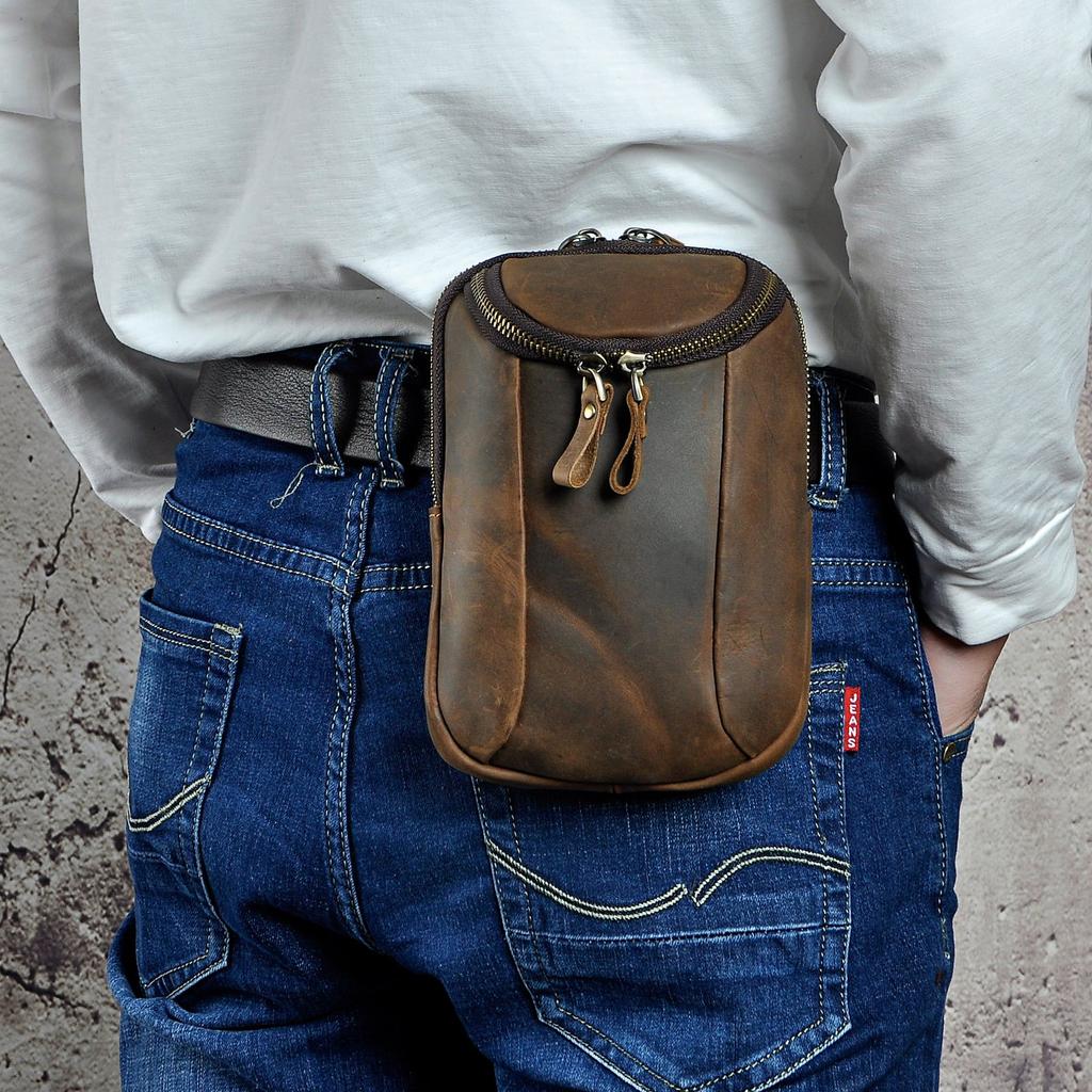 Genuine Leather Waist Fashionable Fishing Outdoor Motorcycle Leather Climbing Popular Stylish SWAT Military Tanker Design Small Messenger Shoulder
