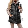 Womens Mid-Length Solid Color Drawstring Loose Cotton Vest With Zipper Pockets Outdoor Camping Hiking