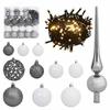 VidaXL Set of Christmas Baubles with Spike and 300 LEDs 120pcs White and Grey 330100