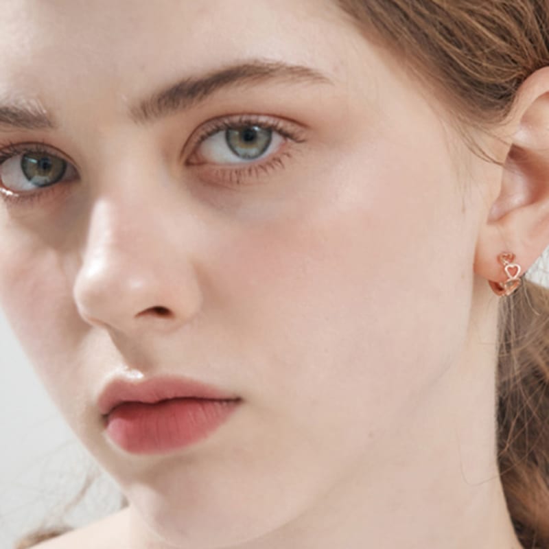 CRANNE 14K GF Heart Line One-Touch Earrings C24EGF219