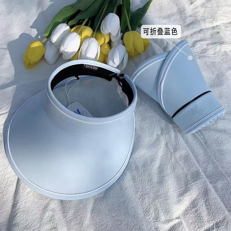 New Sun Hat Women's Sun Protection Hat Adjustable Empty Top Large Brim Summer Outdoor Foldable Sun Hat