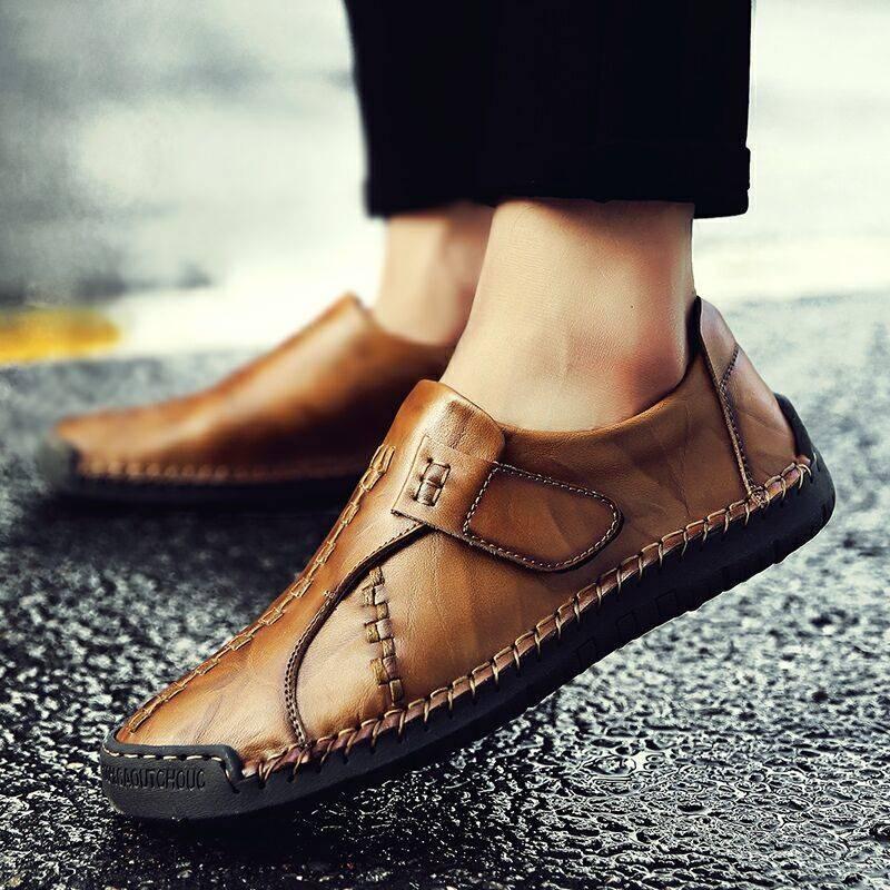 Genuine Leather Men's Casual Shoes Cowhide Slip on Male Loafers Oversized Driving Designer Mens Flat Sneakers