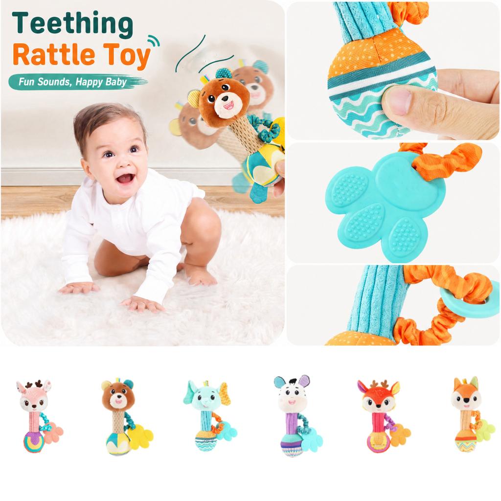 Baby Teething Toy Handheld Grasping Rattle for Infants