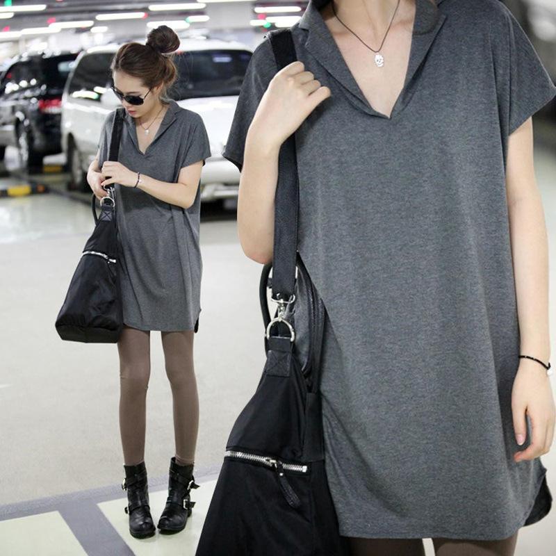 Summer Women's Big Size T-shirt 2025 Solid Color Loose Mid-Length Women T Shirt Women Summer Top