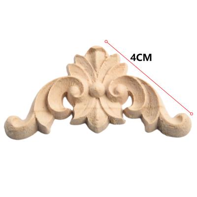 Beautiful Wood Applique Carve Decal Single Side Wood Carved 4 Pcs Replacement Unpainted 4*4cm-20*20cm Accessories Beige Classic