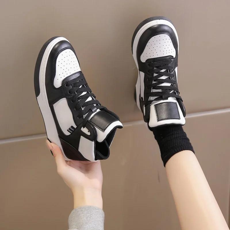 Spring Autumn Vulcanized Shoes High-top White Shoes New Heightening Fashion Versatile Simple Running Sneakers Women's Shoes
