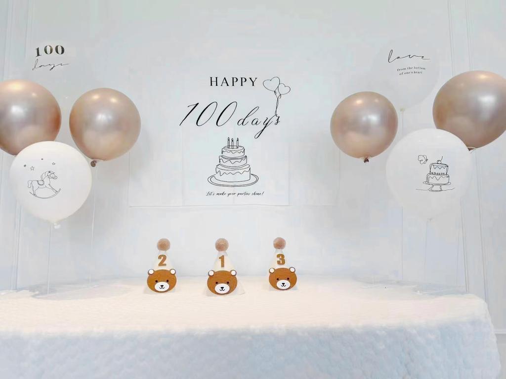 Set di decorazioni per il 100° anniversario, set da 9 pezzi, happy100days, decorazione con palloncino per il 100° anniversario (B)