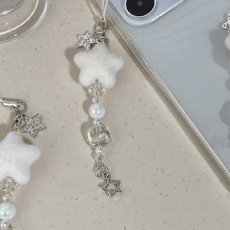 Unique Flocking Snowflake Star Phone Charm Winter Phone Jewelry Fashion Phone Ornament for Trendy Women Seeking Winter