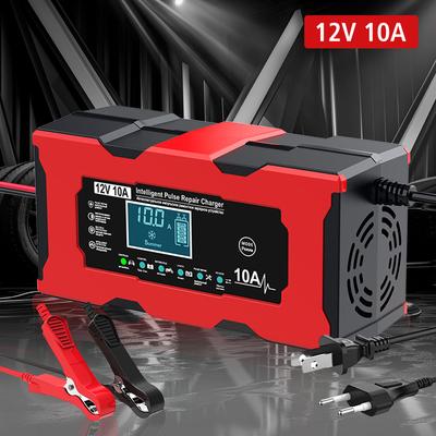 Carregamento Inteligente de Bateria 12V 10A Reparo por Pulso Proteção Múltipla Plugue UE/EUA Display LCD Digital Carregador de Bateria de Carro 14.6V 10A Carregador de Lítio Ferroso