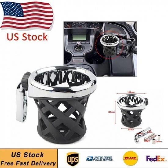 Motorcycle Handlebar Cup Holder Drink W/ Mesh Basket Mount Universal For Harley