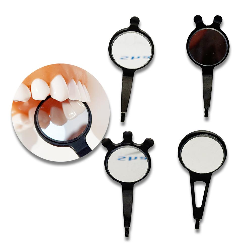 1 Stück Oberflächen-Mundspiegel Odontoskop Mundpflege Untersuchung Hygiene Glas Rohdium Spiegel Schwarz 22mm/24mm