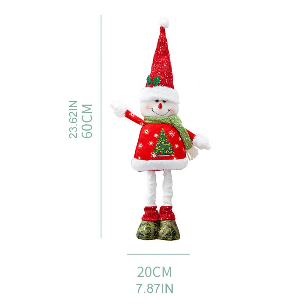Christmas Doll Decoration Retractable Long Legs Plush Santa/Snowman/Reindeer Doll Toy Tabletop Standing Doll Ornament