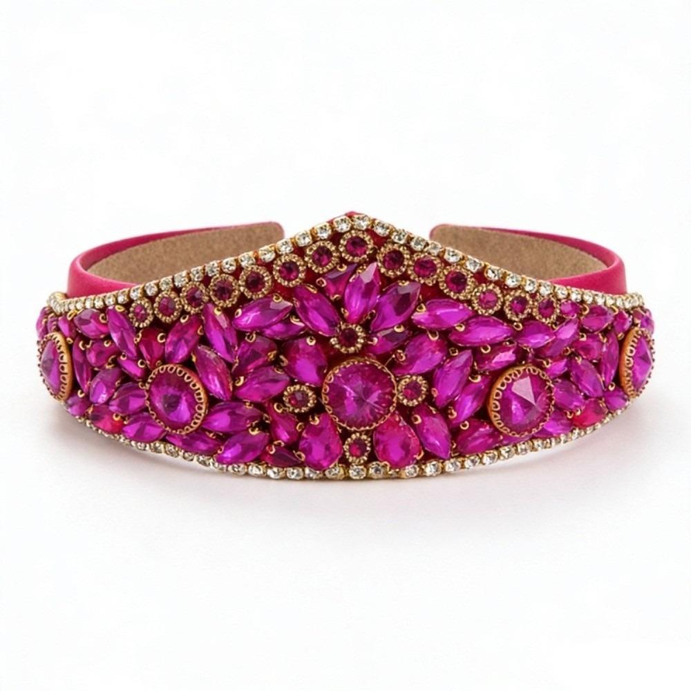 Shiny Rhinestone Headband Wide Brim Baroque Headdress Bling Bling Women Hair Hoop  Wedding