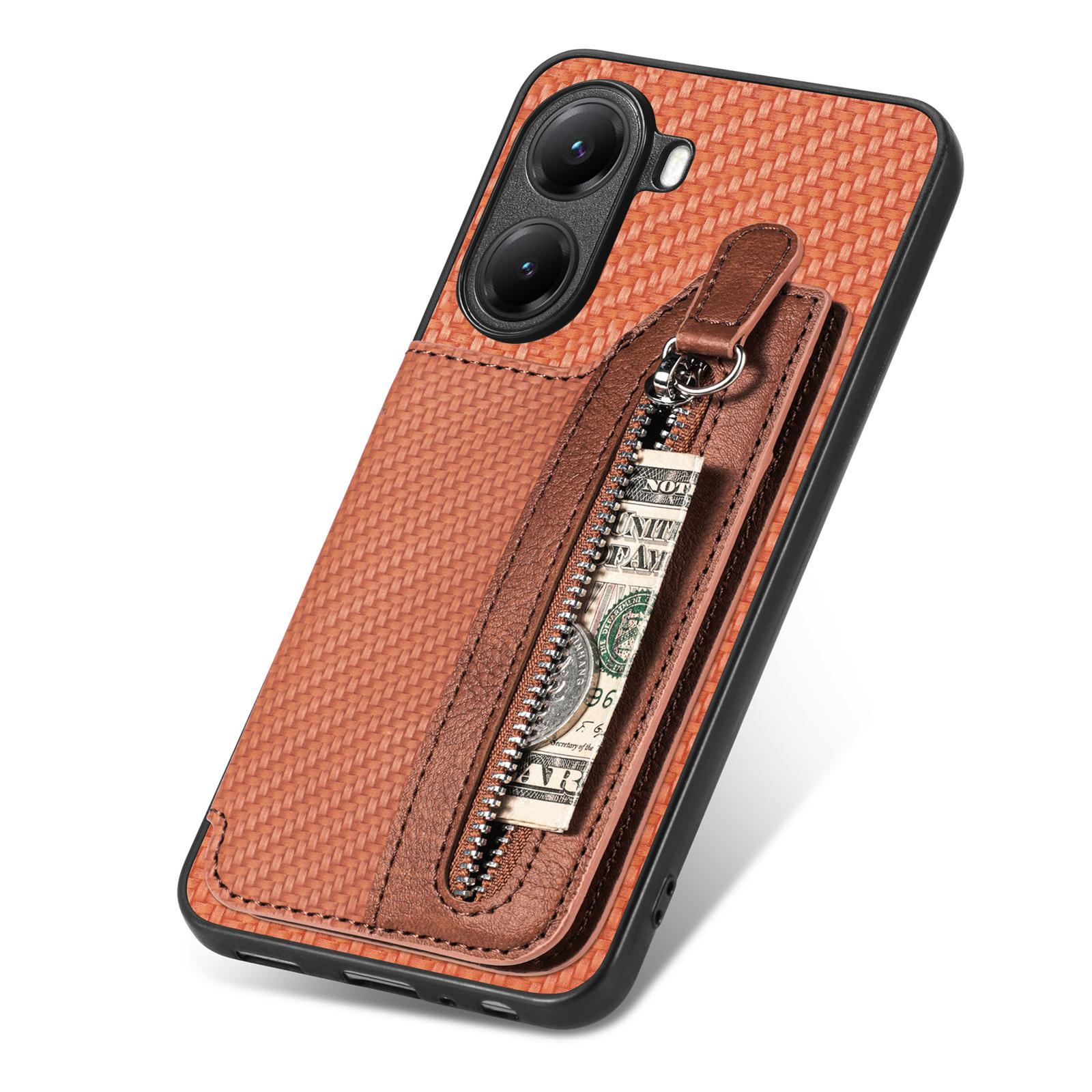 

Для Xiaomi Poco X7 Pro 5G/Xiaomi Redmi Turbo 4 5G Чохол Шкіра+ПК+ТПУ Гаманець на блискавці Чохол для телефону Brown