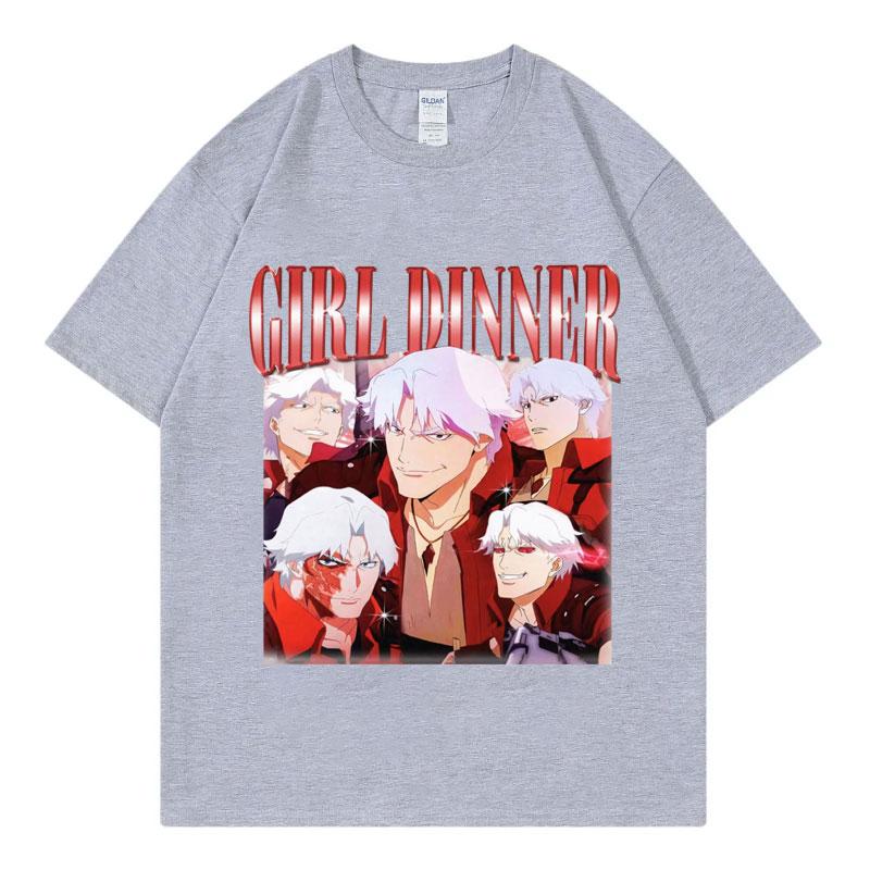 Devil May Cry 2025 Girl Dinner T-Shirt Herren Damen Kleidung Anime Spiel Grafik T-Shirts Gothic Mode Y2k Kurzarm T-Shirts