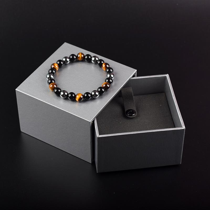 Men'S Stylish Natural Stone Bracelet Vintage Crown Symbol Of Power Hematite Beads Gift For Friends Natural Tiger Eye Beads