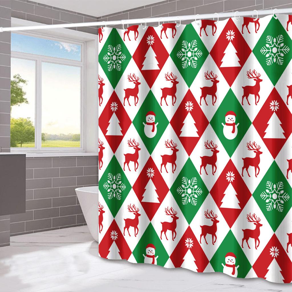 Santa Claus'S Bow Tie Washable Dirt-Resistant Shower Curtain Shower Head Waterproof Polyester Bath Curtain For Home Decor