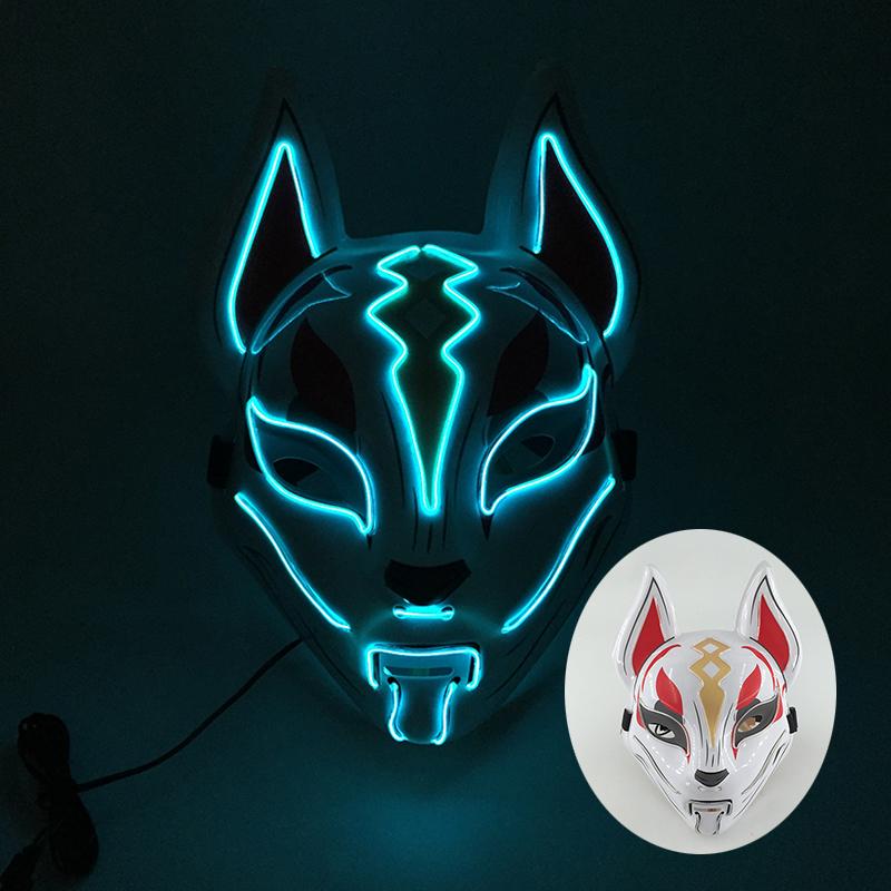 Halloween Game Glowing Mask Led Light Up Mask Cosplay Fox Mask For Festival Halloween Costume Nightclub Flashing Dj Show Props