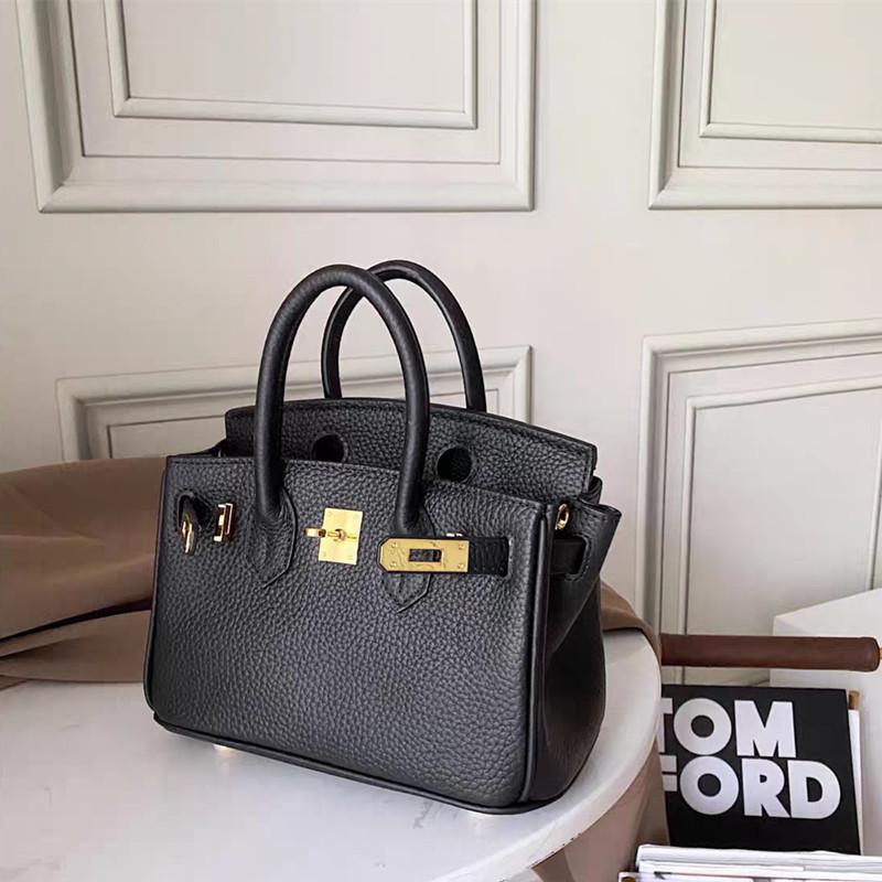 European and American Foreign Trade Models, First-layer Cowhide Lychee Pattern Platinum Bag, Genuine Leather Women's Bag Shoulder Crossbody Mini Bag