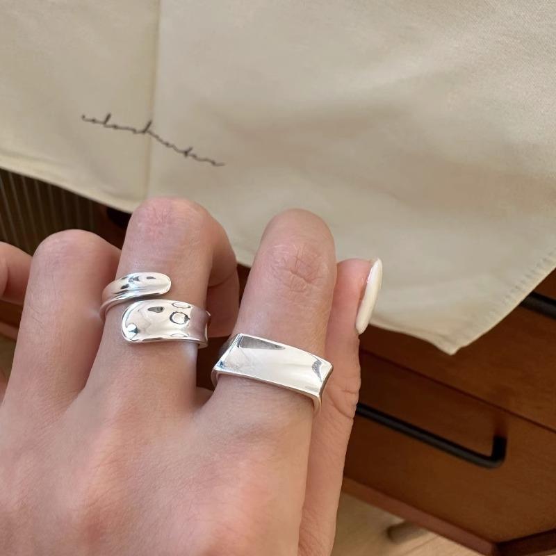 Modern Korean Geometric Ring For Women With Distinctive Wide Design Band