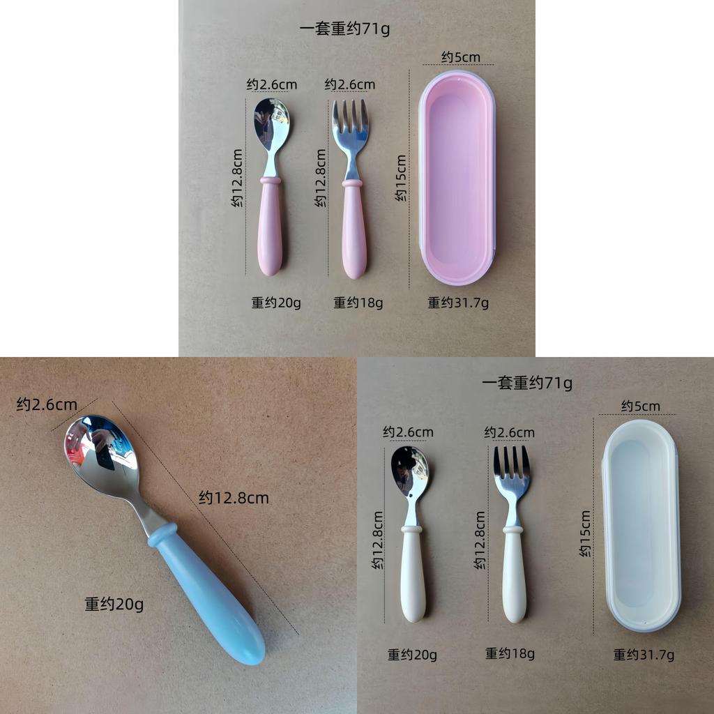 Stainless Steel Childrens Utensil Set With Thick Rounded Handles For Kids Lunch And Gift Use