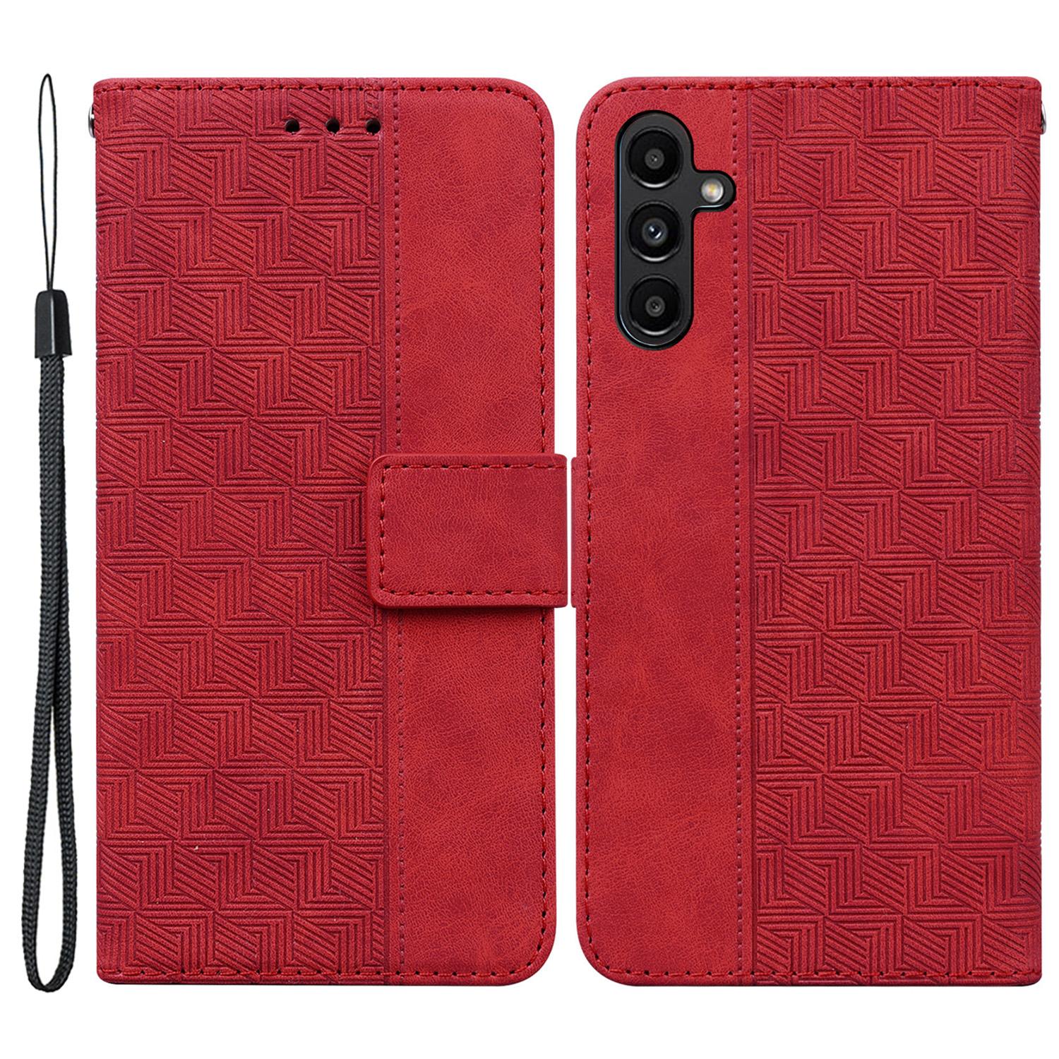 

Геометричний чохол з відбитком для Samsung Galaxy A25 5G (Глобальний) (161,0 x 76,5 x 8,3 мм),Чохол-книжка з PU шкіри, гаманець, чохол для телефону Red