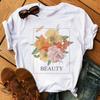 Fashion Women T Shirt Flower Printed T Shirt Casual Black Tops 90s Ladies Girl Tee Shirt Female Harajuku Graphic T -Shirt