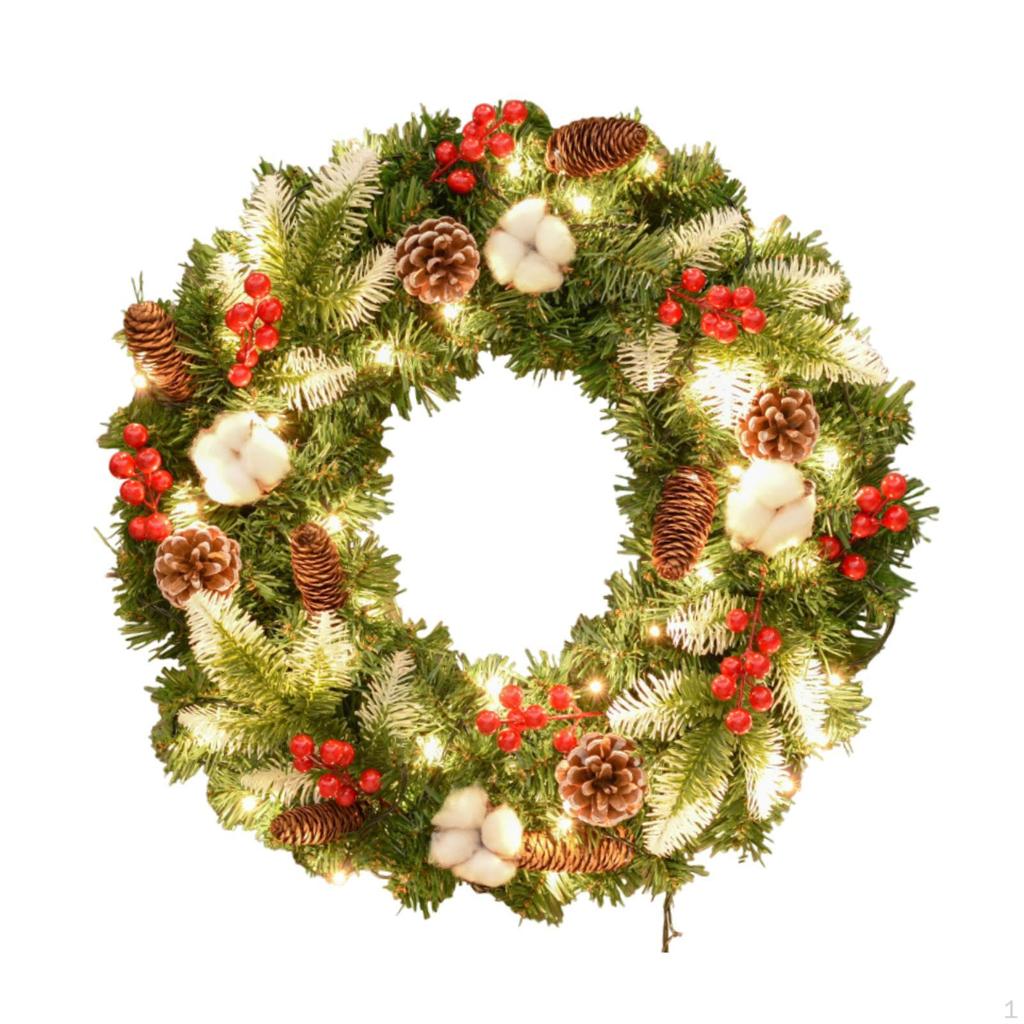 Christmas Wreath with Lights Winter for Front Door Garden Festival