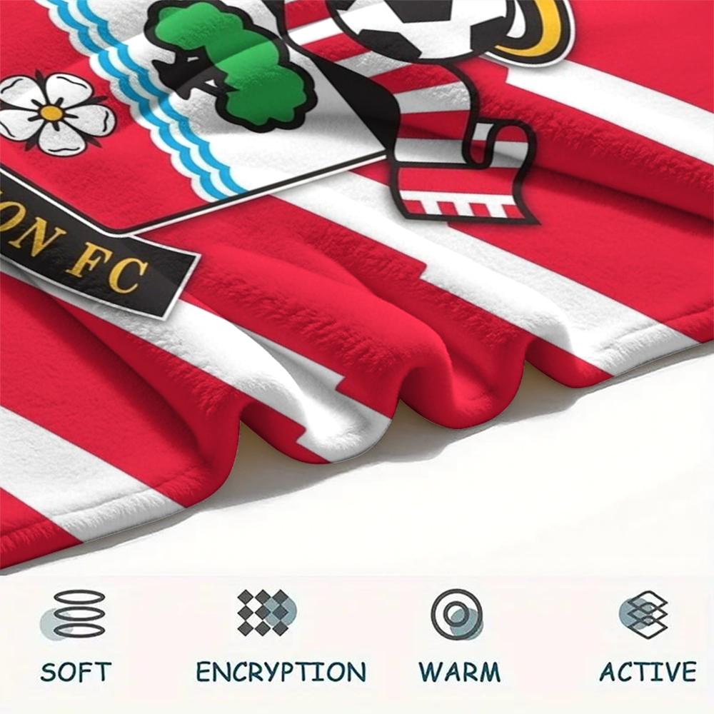 1PC Southampton FC Print Flannel Blanket, High Quality Comfortable for All Seasons, Home Decor, Warmth and Comfort, Perfect for Christmas Gifts