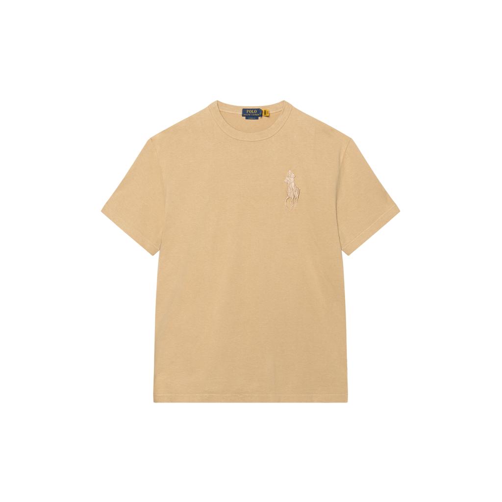 Polo Ralph Lauren Solid Color Big Pony Embroidered Casual Crew Neck Short Sleeve T-Shirt Men Tops Beach-Beige MNPOTSH1N822176-250