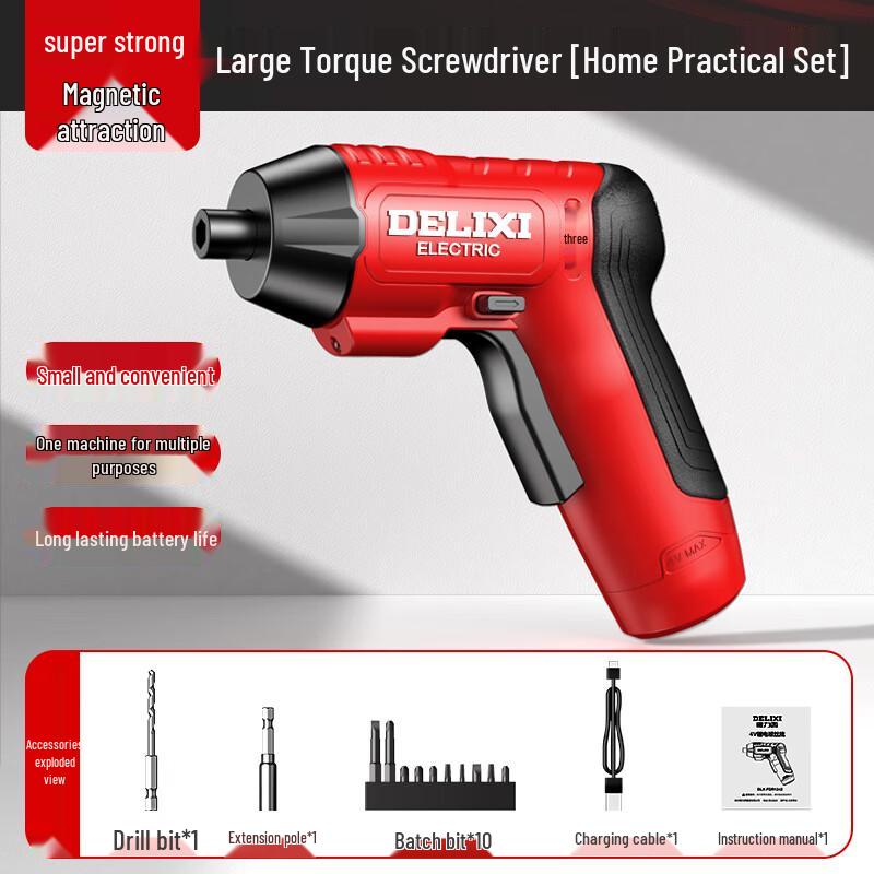Delixi 4V Cordless Electric Screwdriver Set CN Plug (adapter Included)