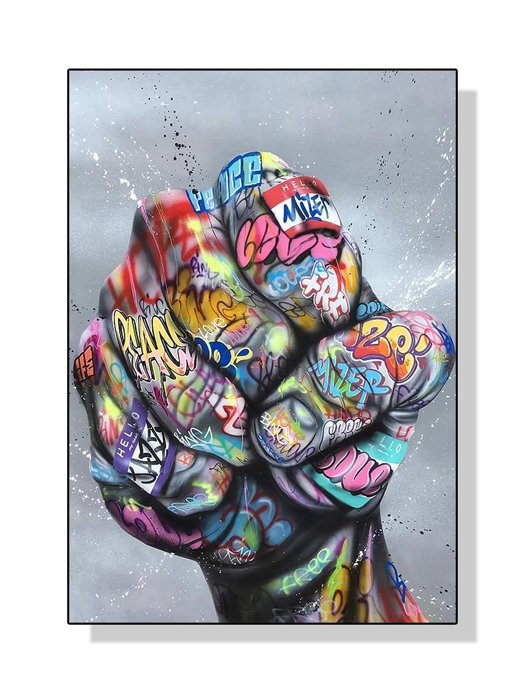 Straße Graffiti Gesten Poster Leinwand Malerei Abstrakte Pop Wand Kunst Bilder Für Wohnzimmer Schlafzimmer Dekoration Cuadros