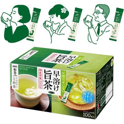 AGF Shinchajin Schnelllöslicher Sencha mit Uji Matcha, 100 Sticks [Teesticks][Pulverisierter Grüner Tee][Keine Teebeutel erforderlich] 0,8g (x 100)