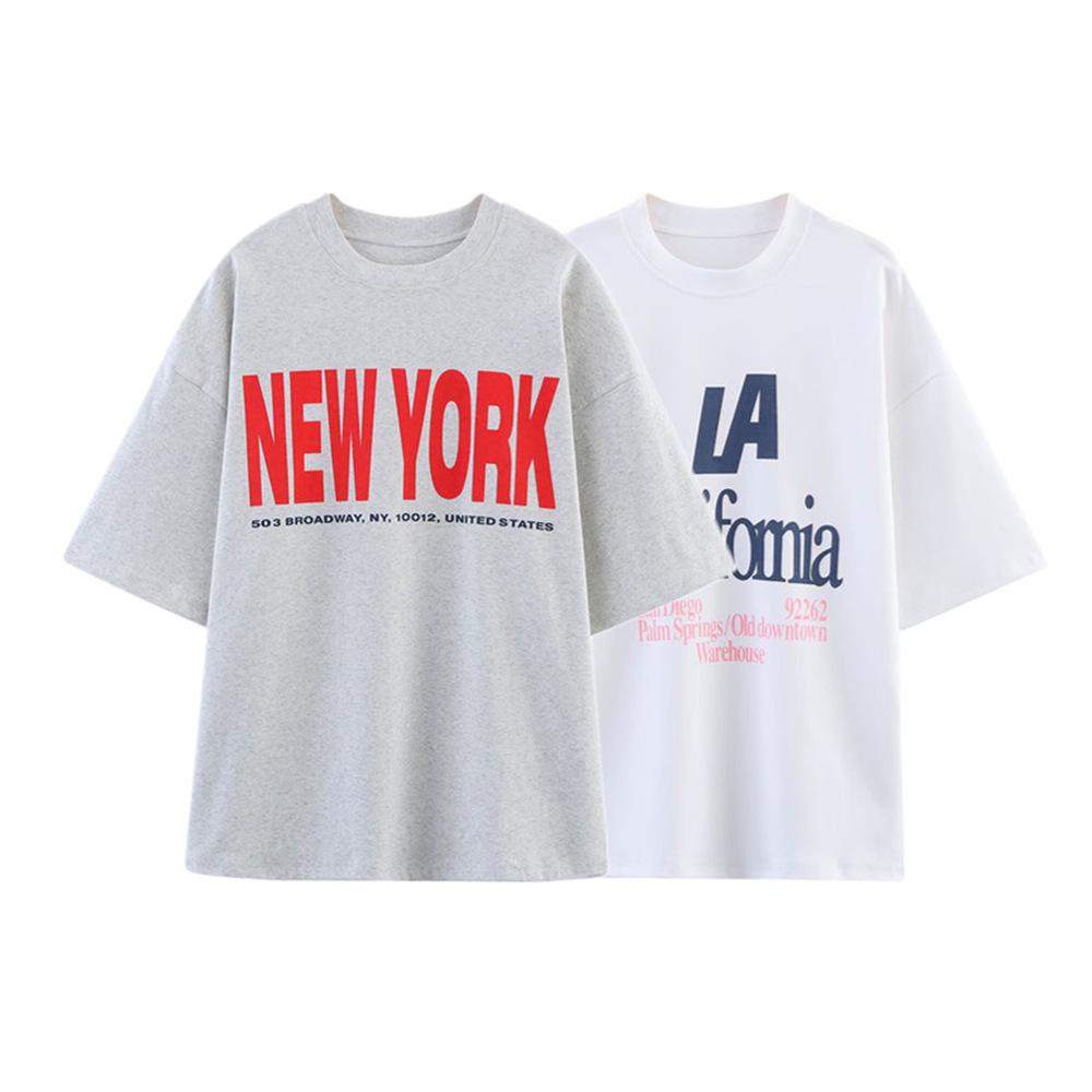 

2025 Spring/Summer Women s Casual Printed Crew Neck Loose Short Sleeve T-Shirt M білий