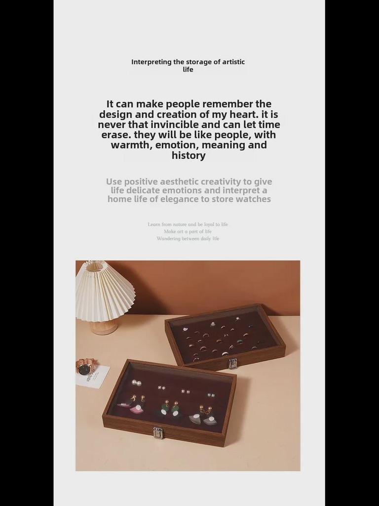 Walnut Wood Jewelry Storage Box with Lid for Bracelets, Necklaces, Rings, and Earrings
