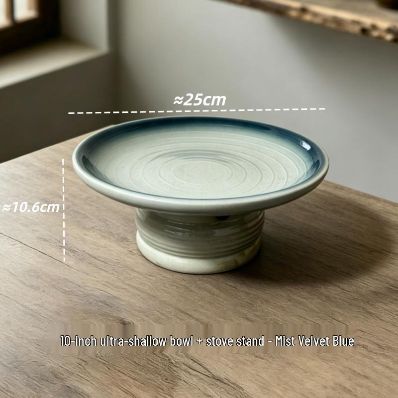 Retro Ceramic Tableware: Earthen Pot with Alcohol Stove for Warming Dishes