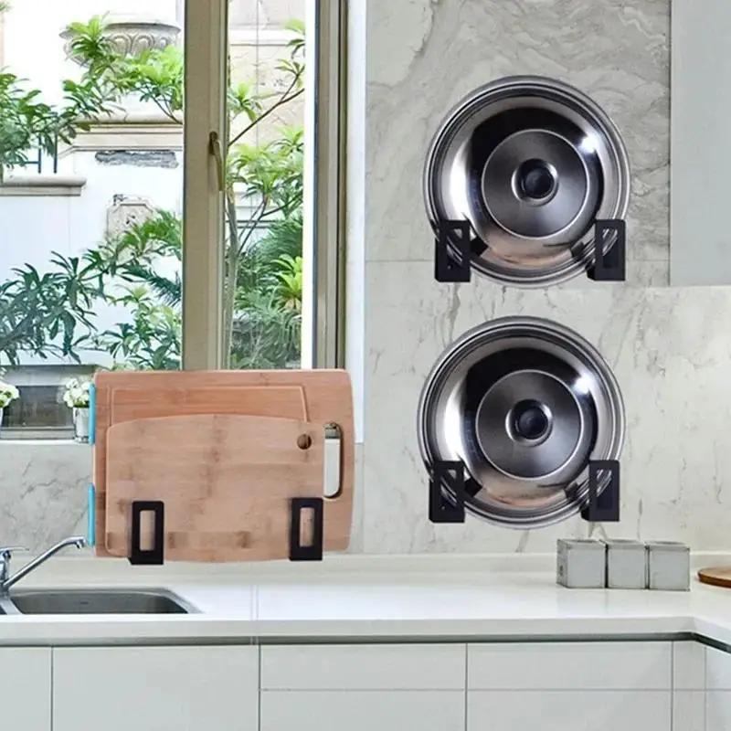 2Pcs Tainless Steel Kitchen Organizer Cutting Board Storage Racks Cover Lid Rack Space Saving Wall Mounted Pot Lid Holder Home