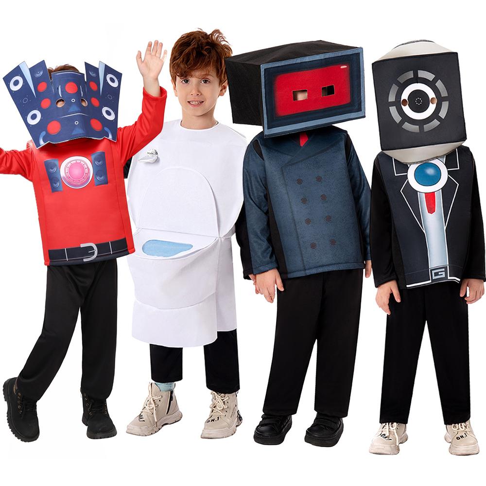 Kind TV Spreker Man Cosplay Kostuum Jumpsuit Halloween Verkleed Titan Skibidi Toilet Kostuum voor Kinderen